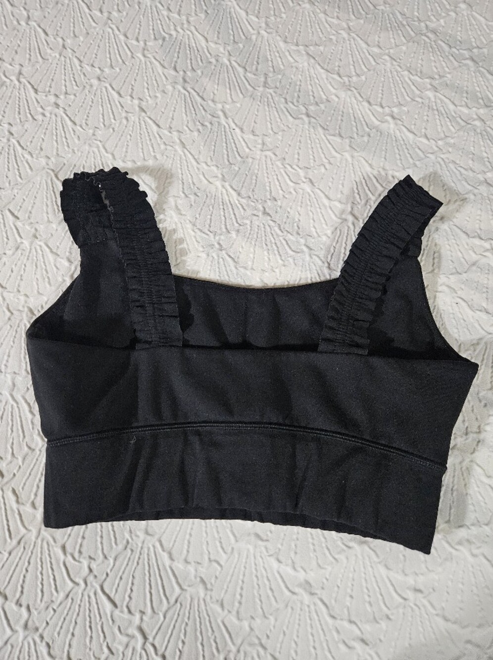 Sincerely Jules Active Black Ruffled Strap Crop Bralette Size S - Picture 2 of 5
